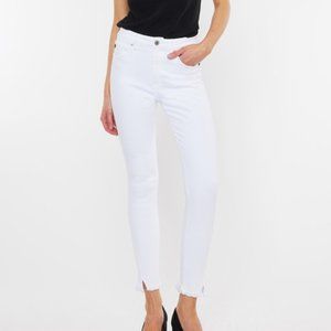 KanCan White Jean with fraying ankle detail